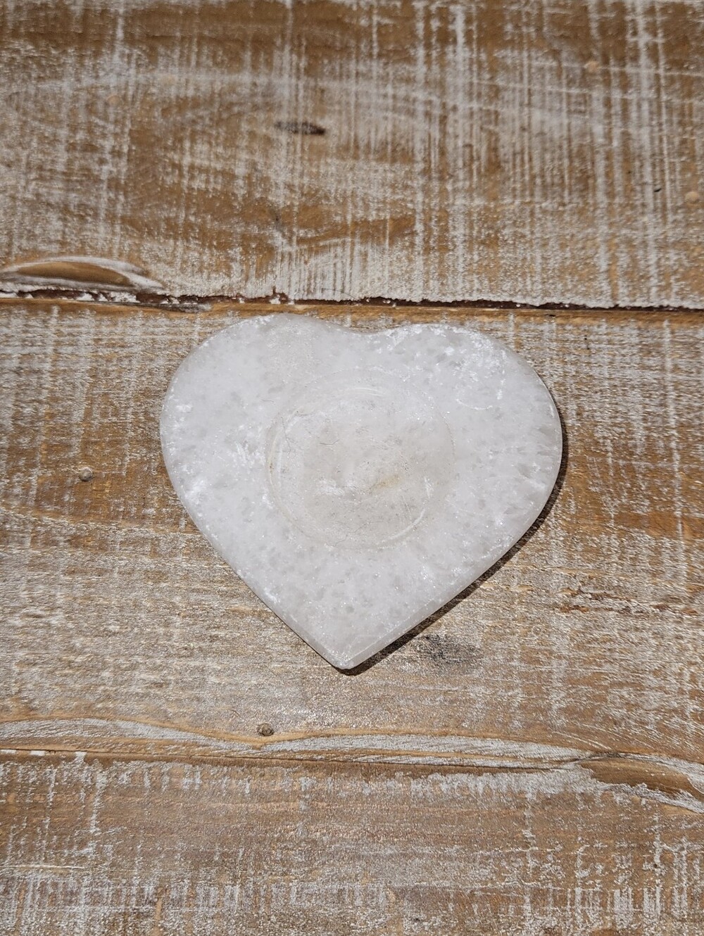 Heart-Shaped Stone Tealight Candle Holder Trinket Stash Dish